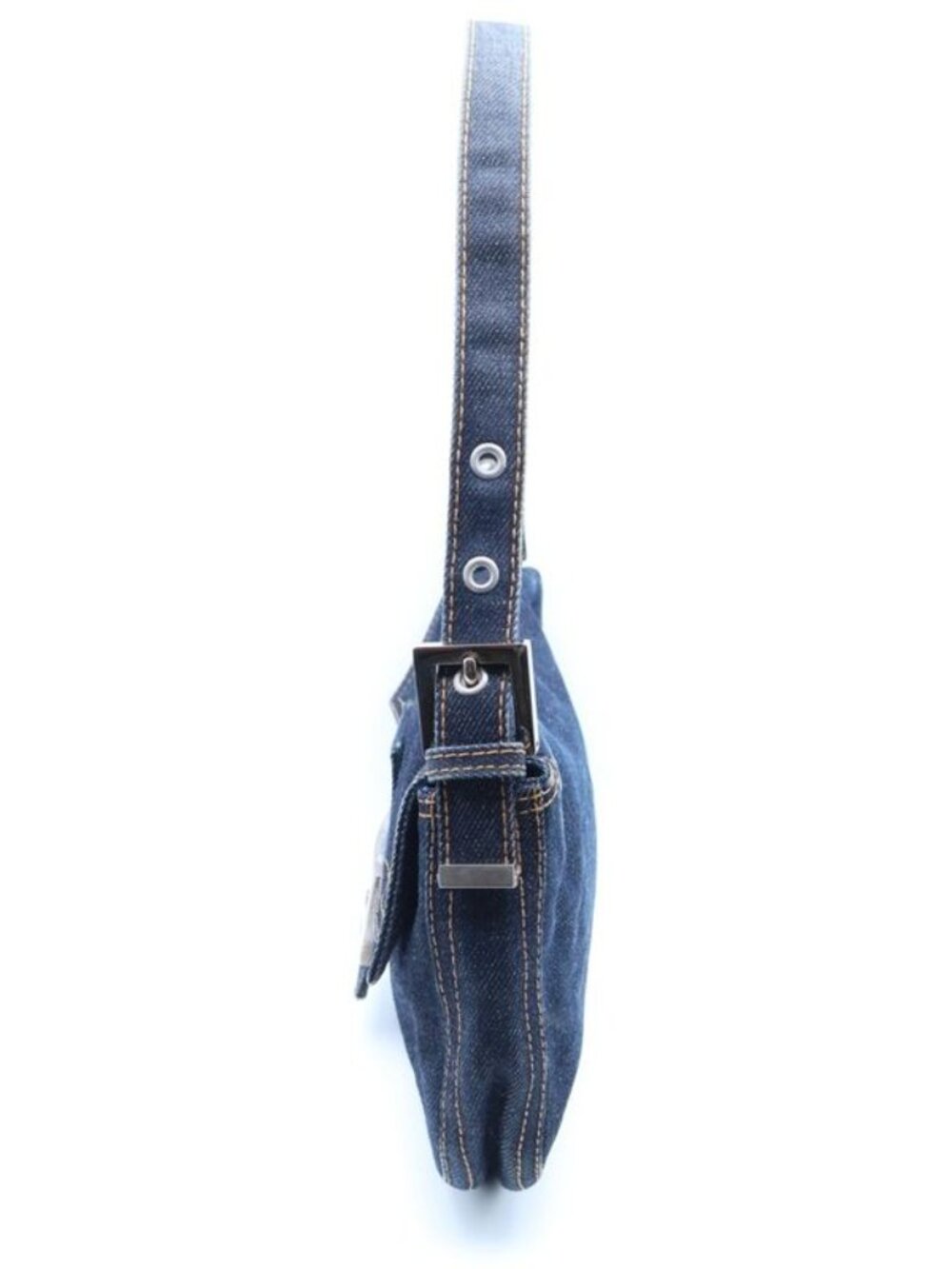 ★SOLD★ Fendi Mamma Bucket Shoulder Bag Denim Indigo Blue Silver - Picture 3 of 6